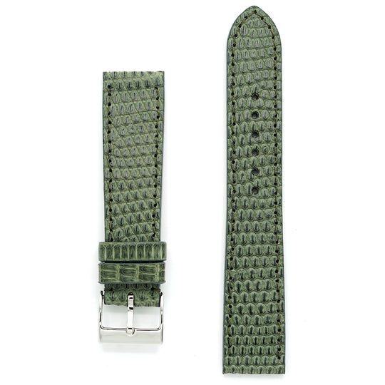 Exotic Lizard Watch Strap, Sage Green, Medium Length