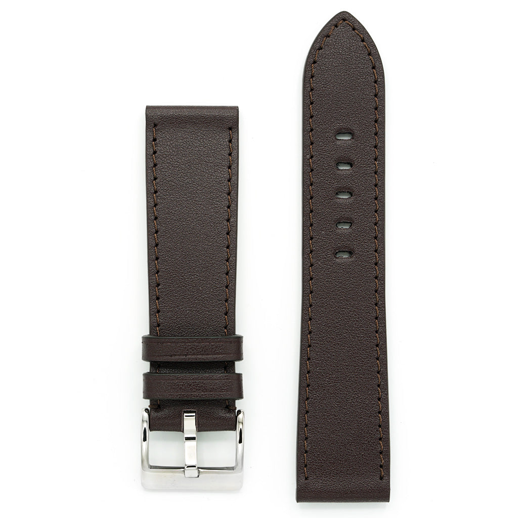 Full-Grain Leather Watch Strap, Dark Brown, Medium Length
