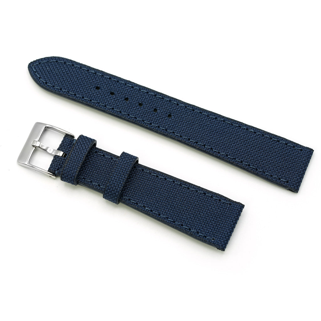 Curea de Ceas din Cordura®, Albastru Navy, Cusatura in Contrast, Lungime Medie