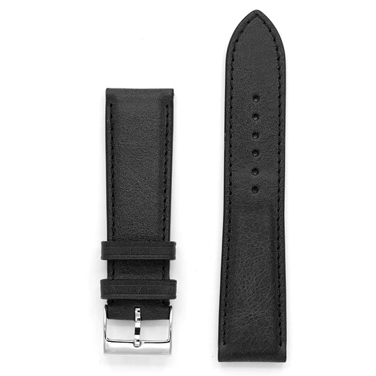 Antique Black Leather Watch Strap, Curved Profile