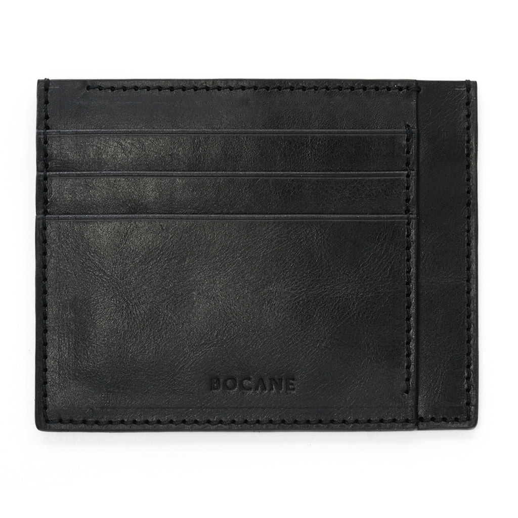 Black Leather Wallet, Extra Slim, Antique Finish