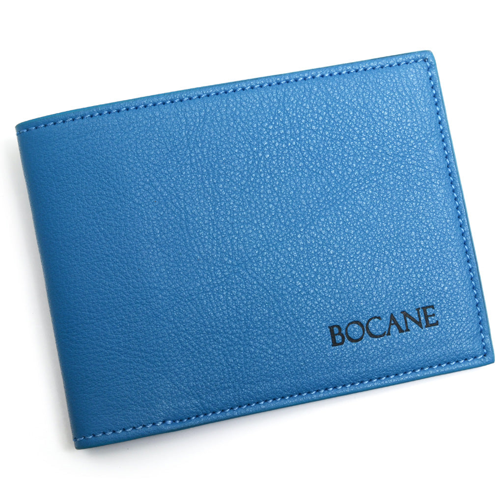 Slim Leather Wallet, Blue Napa