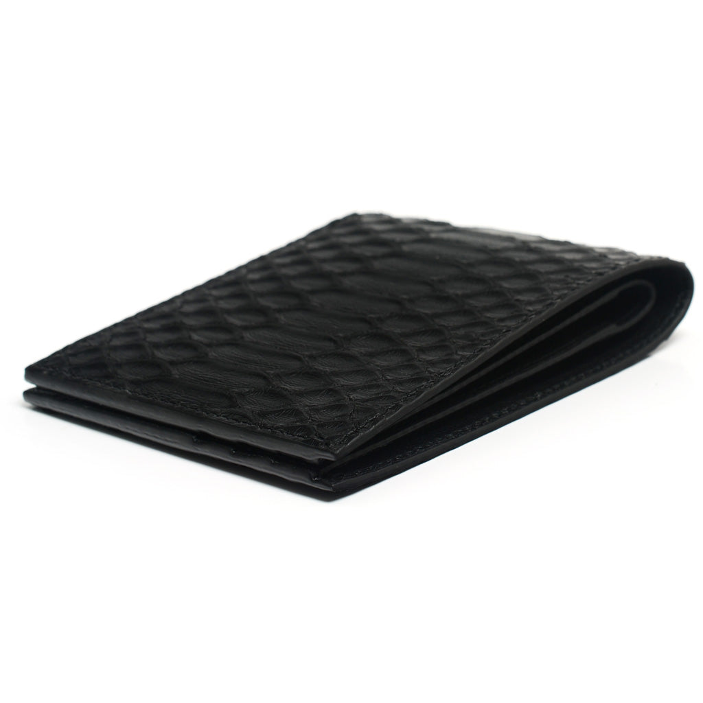 Slim Python Leather Wallet, Matte Black