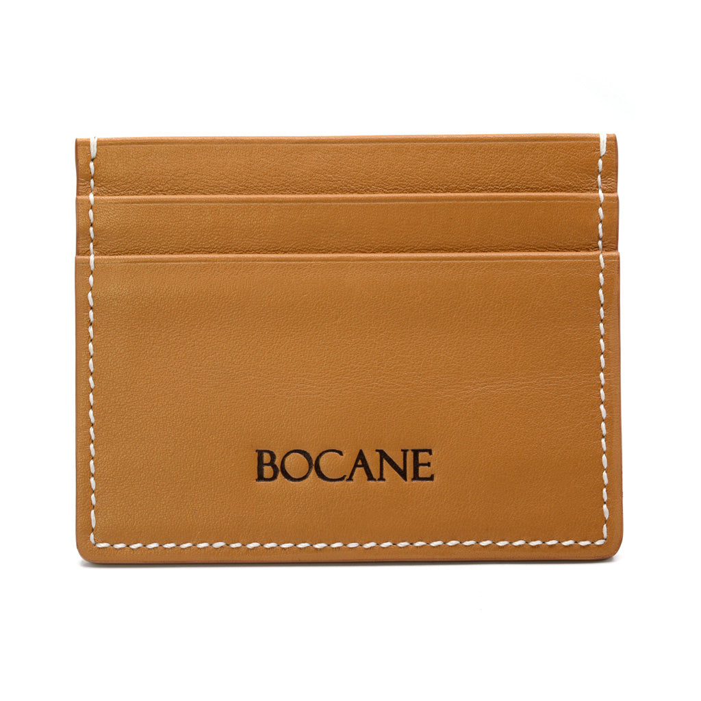 Calf Leather Card Wallet, Canyon, Light Handsewing