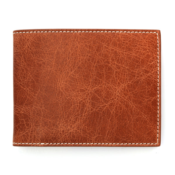 Cognac Slim Leather Wallet, Antique Finish
