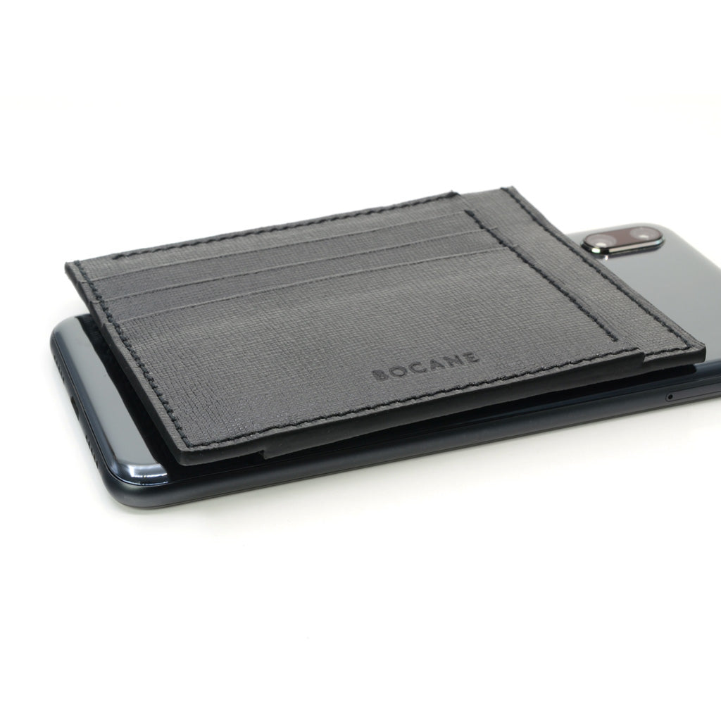 Black Saffiano Leather Wallet, Extra Slim