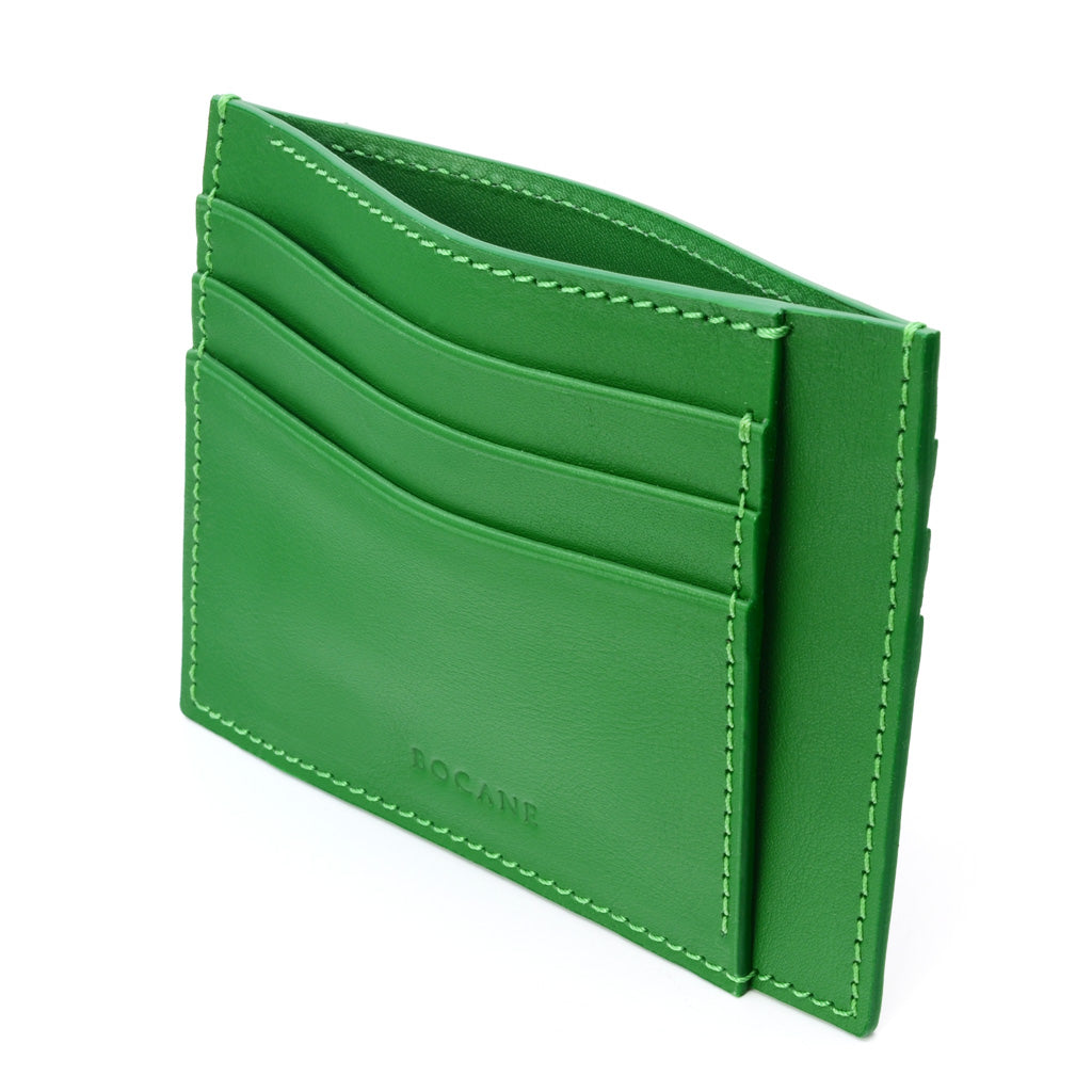 Portcard din Piele Full Grain, Verde Crud