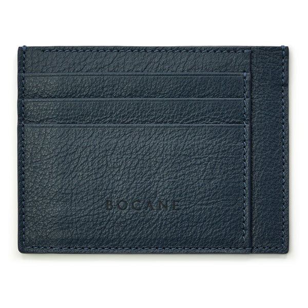 Navy Leather Wallet, Extra Slim,Textured
