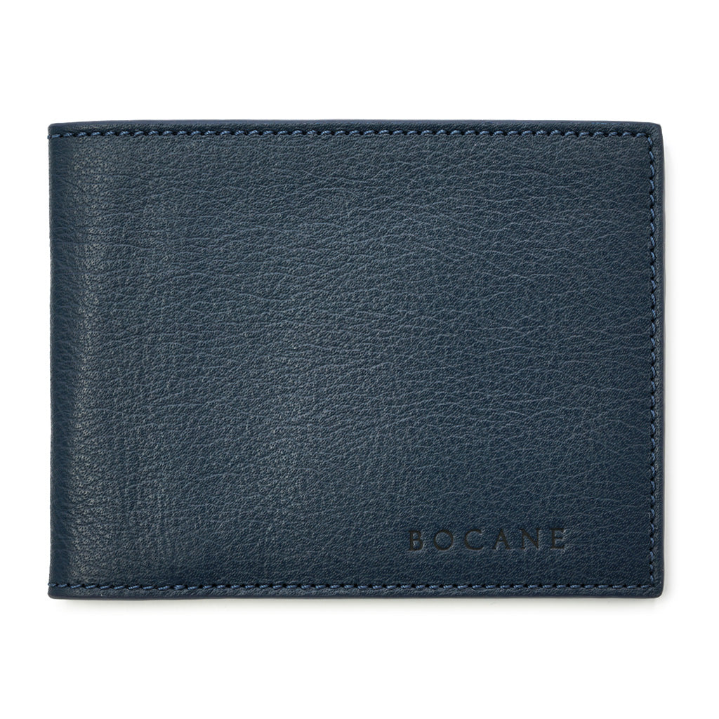 Slim Wallet,Textured Navy Full Grain Leather