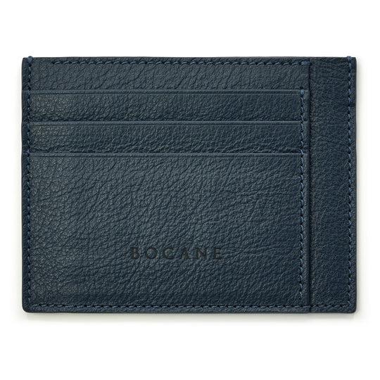 Navy Leather Wallet, Extra Slim,Textured
