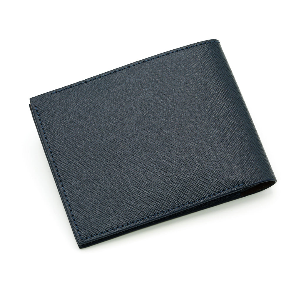 Navy Blue Saffiano Leather Card Wallet