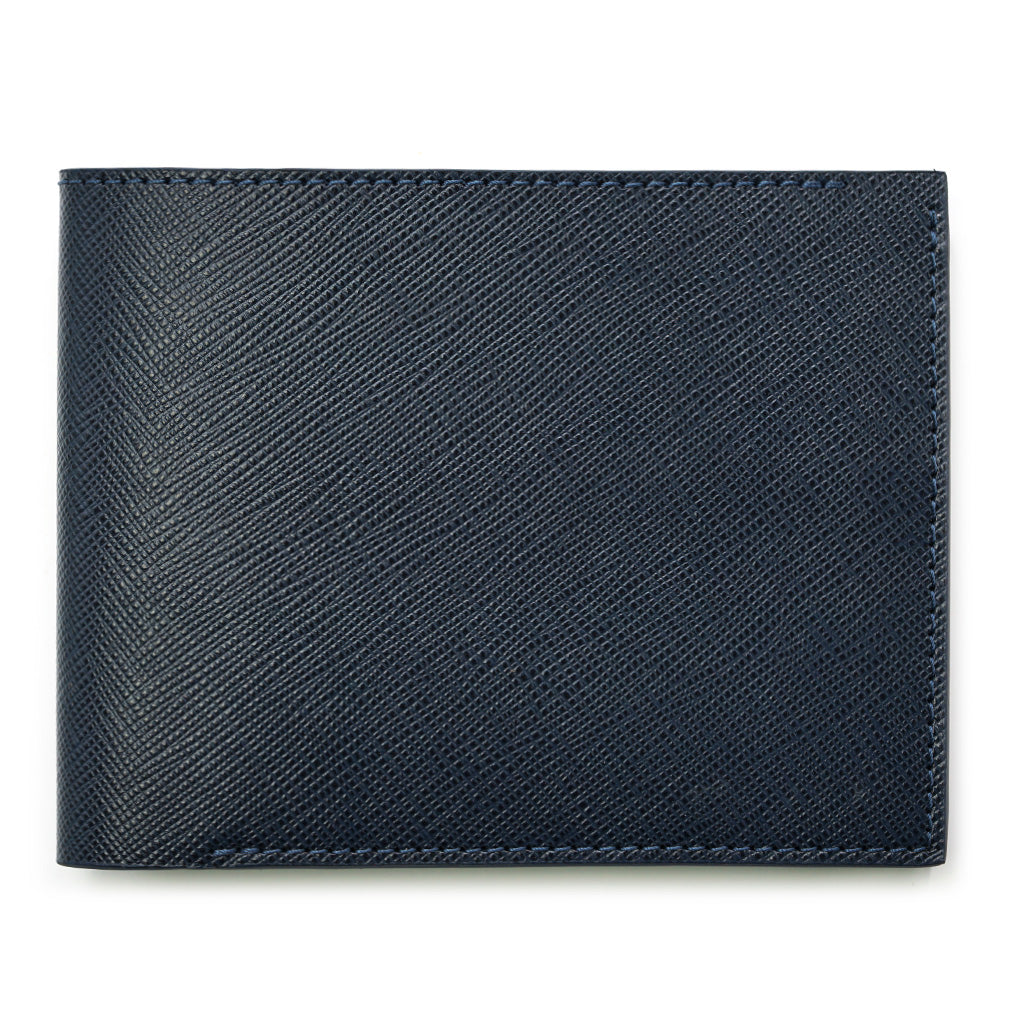 Slim Leather Wallet, Saffiano,Navy Blue