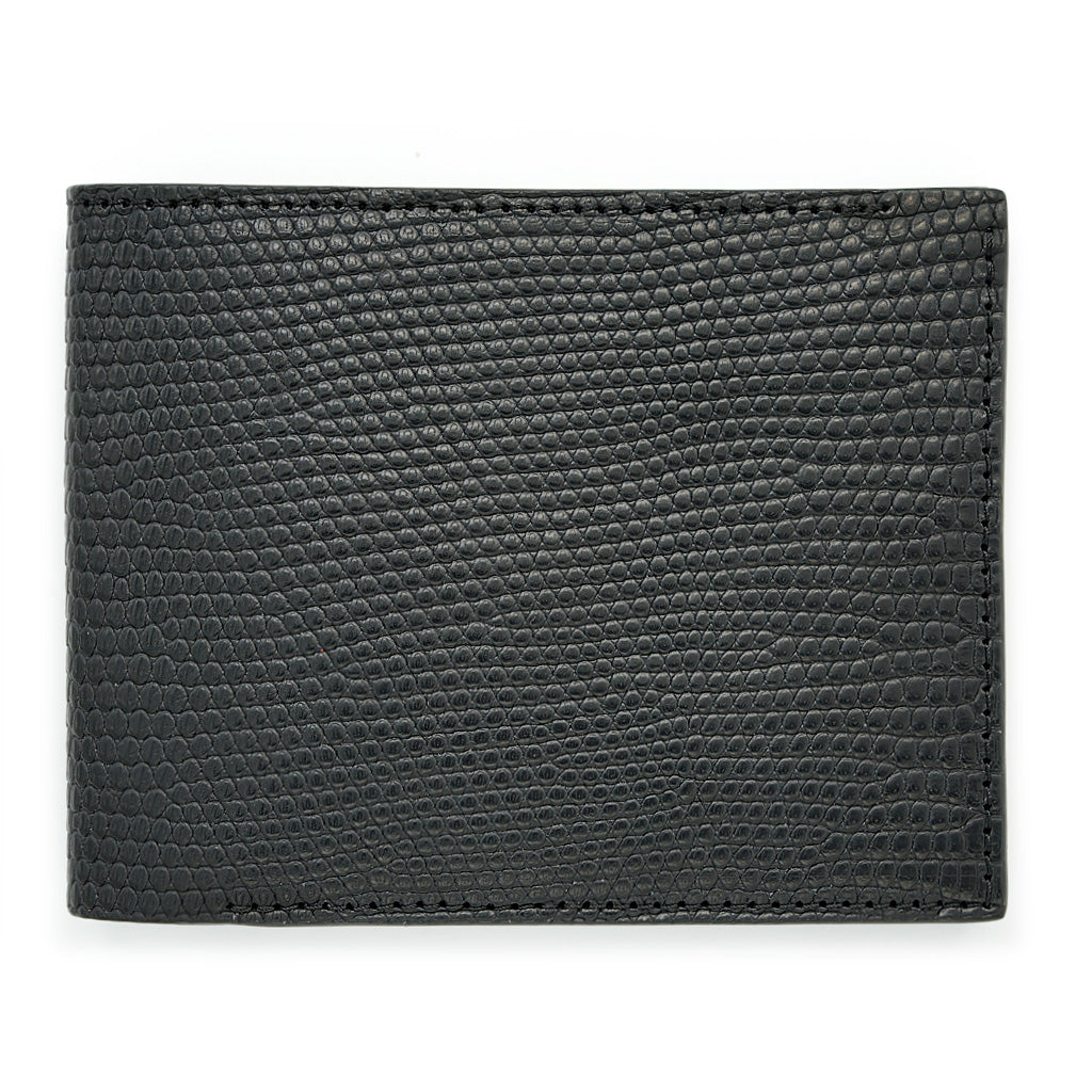 Slim Leather Wallet, Exotic Lizard, Black