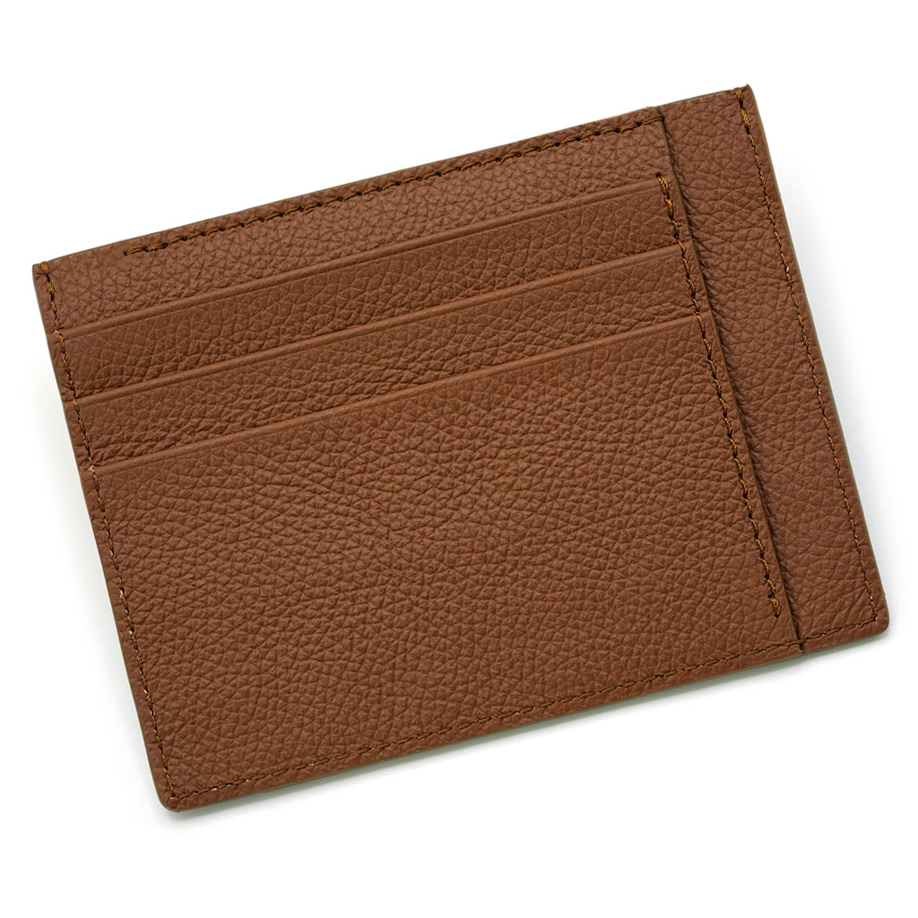 Port-Card din Piele Cognac Inchis Texturat