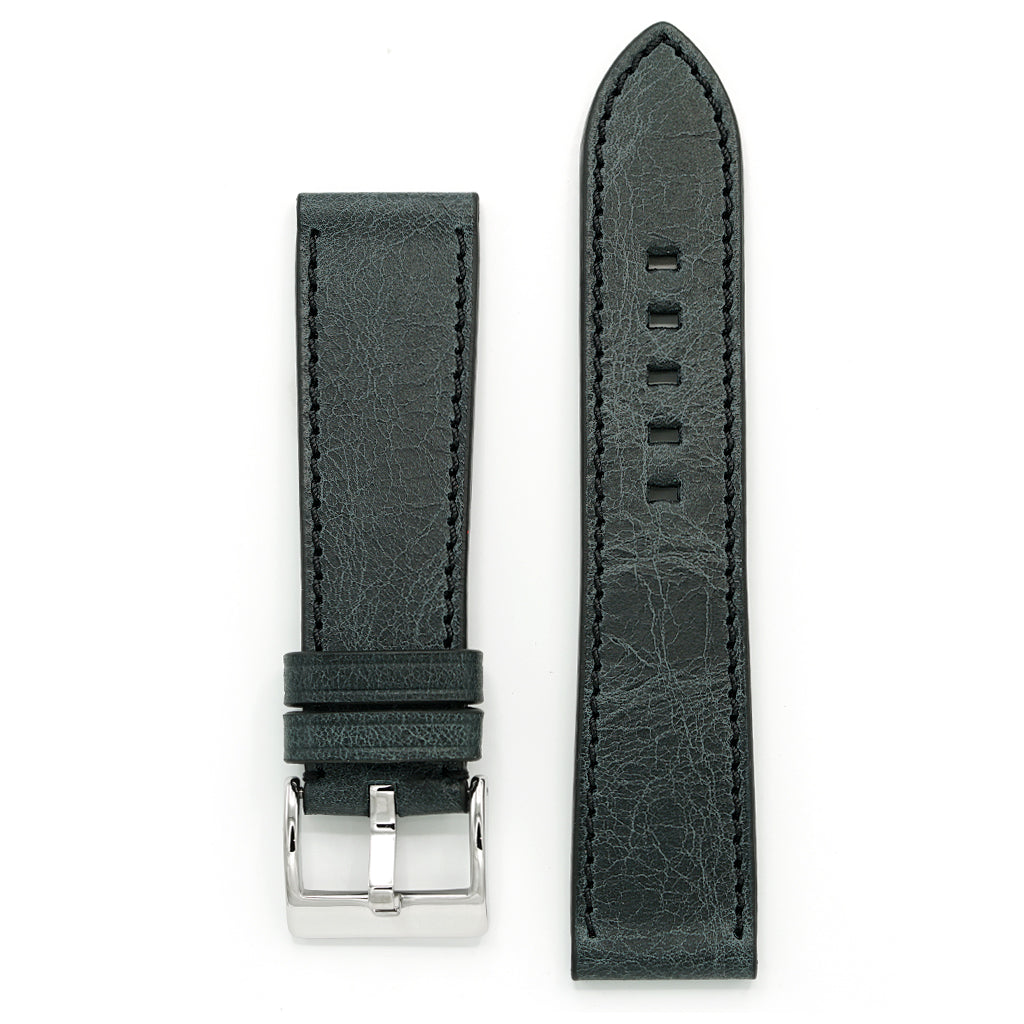 Leather Watch Strap, Antique Black, Medium Length